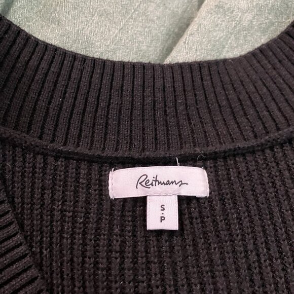 Reitmans Black Sweater Vest Womens S Oversized V-neck Ribbed Academia Preppy - Picture 5 of 8